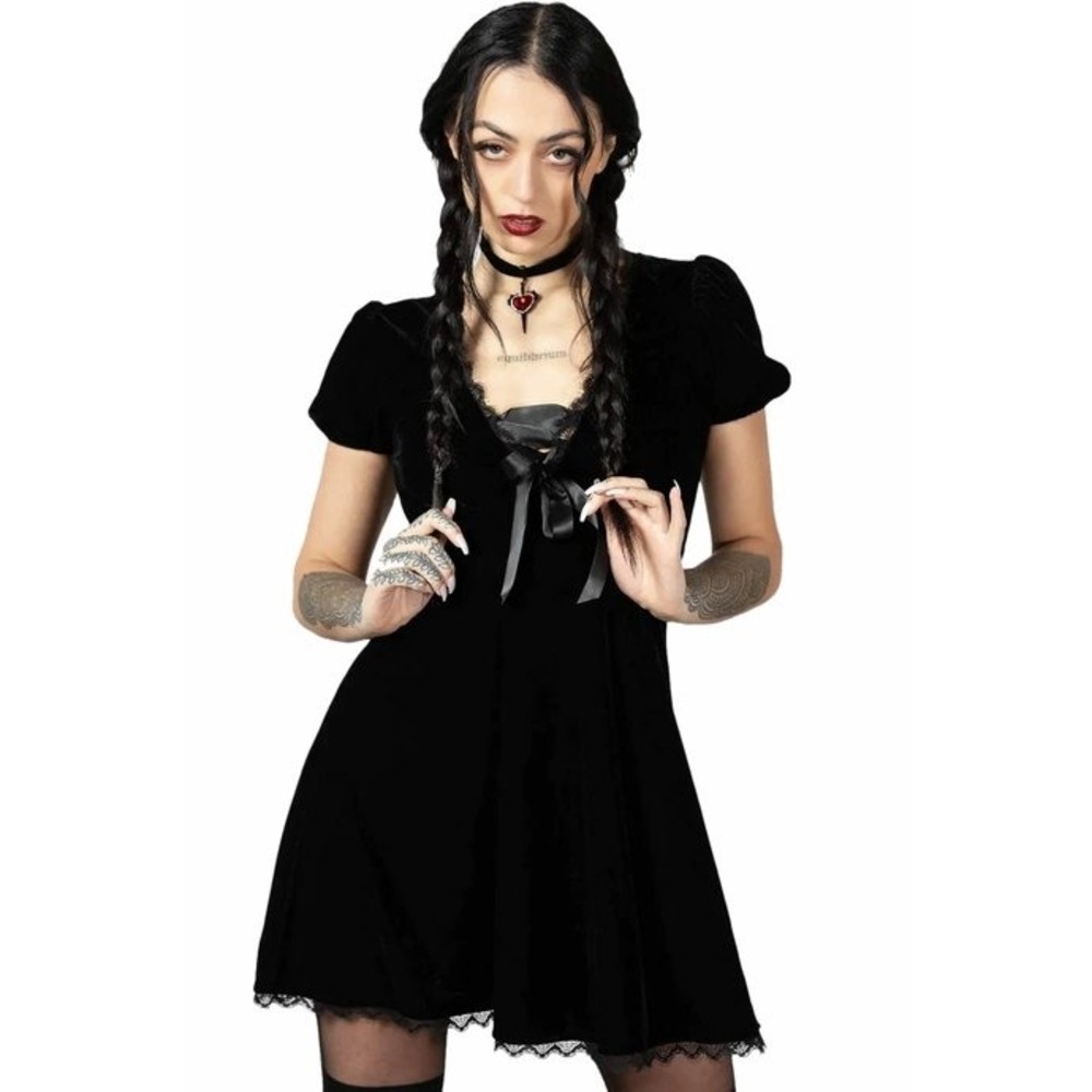 Killstar consolation black velvet mini dress
